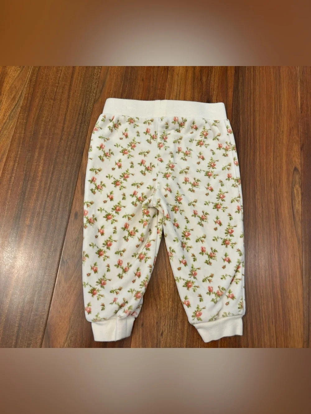 Ralph Lauren Cream Floral Fuzzy Jogger Sweatpants